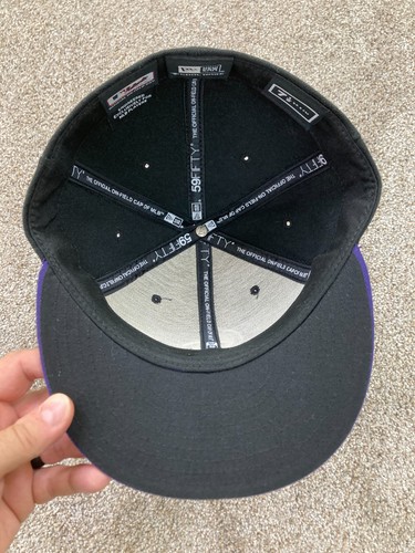 Colorado Rockies Hat Adult 7 1/2 Black Purple New Era 59Fifty Fitted Baseball - Picture 7 of 11