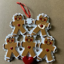 Christmas Holiday Ornament Gingerbread Family Of Five Can Be Personalized New