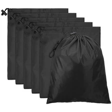 6pcs Drawstring Bag with Toggle 14 x 16 Inch Stuff Sack Black