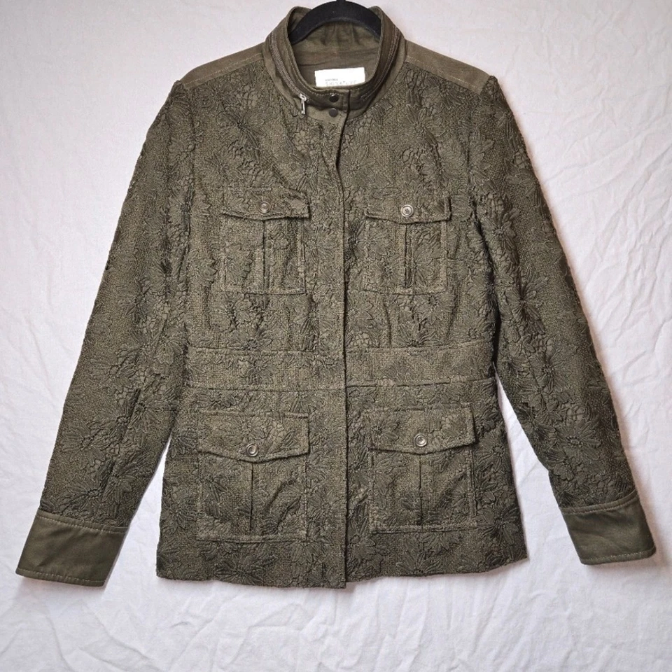 Chaqueta militar Nordstrom Signature de encaje para mujer mediana floral excedente campo Foto 2 de 4