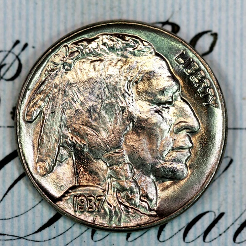 * 1937-P * PRISTINE+ GEM BU MS BUFFALO NICKEL * FROM ORIGINAL COLLECTION