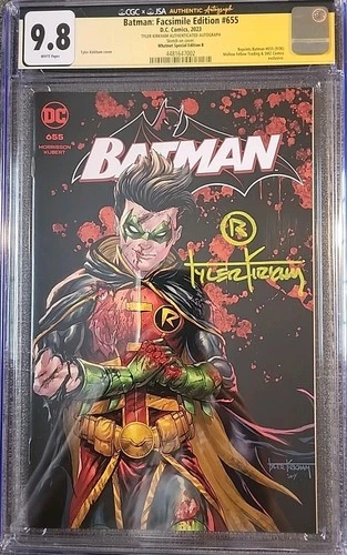 Batman: Facsimile Edition #655 CGC Graded 9.8 Auth Auto 8 Tyler Kirkham Cover B