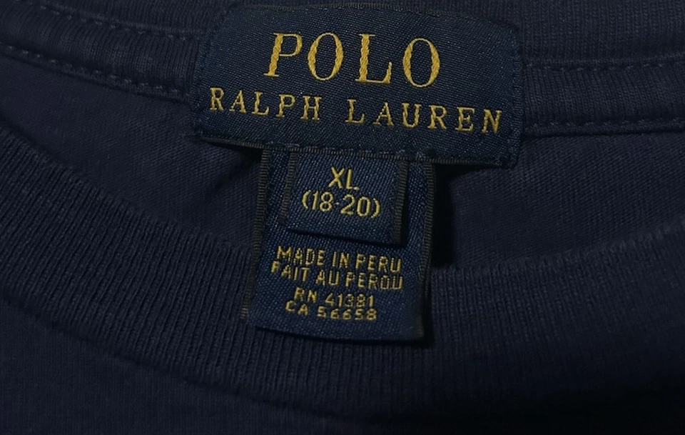 Camisa Ralph Lauren Juvenil XL 18-20 Azul Marino Manga Larga Amarillo RL Gráfico Foto 3 de 4