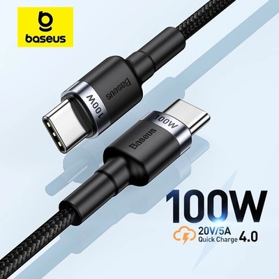 Baseus USB Type-C to USB-C cable for iPhone 17/16, 100W/5A PD fast charging cabl