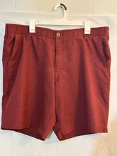 Swiss Tech Men's Comfort Waist 9" Inseam Flat Front Burgundy Outdoor Shorts 42