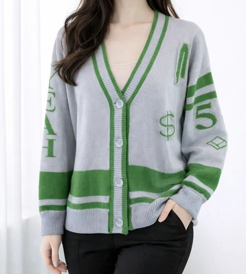Strickjacke 40 L Me Lou Munich Blau Grün Damen Cardigan Oberteil Knit Np 139 Neu - Bild 1 von 4