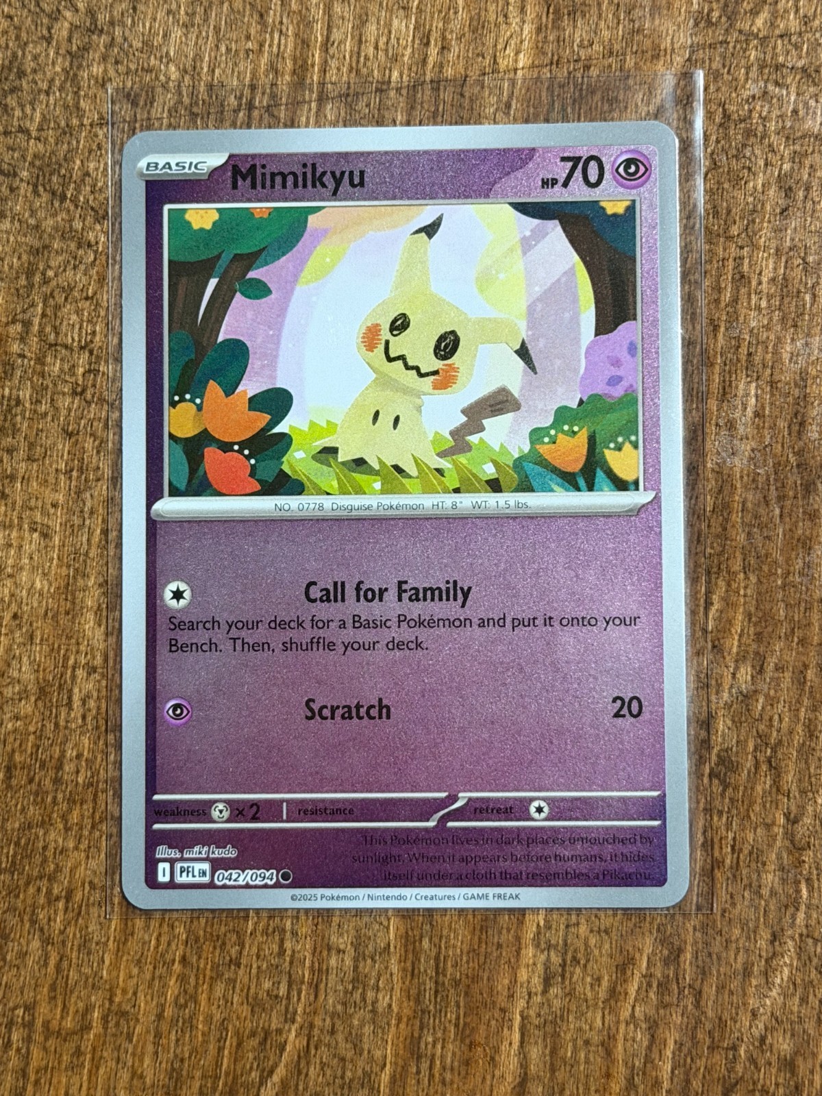 2025 Pokemon TCG Phantasmal Flames #042 Mimikyu REVERSE HOLO C