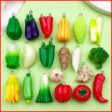 10/20pcs Resin Vegetable Charms Pumpkin, Tomato, Pepper, Garlic, Ginger, Eggplan