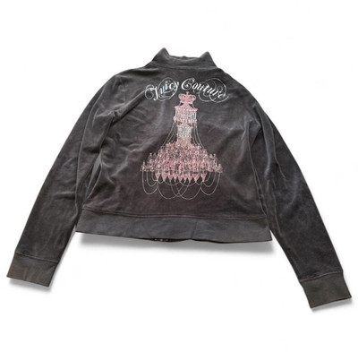 Juicy Couture Women s Gray Velvet Full Zip Track Jacket Pockets XL