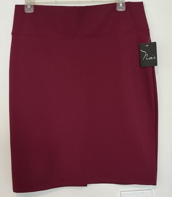NWT Noir Skirt/Straight /Pull On Stretch Knee Length/Back Slit/Wineberry /Sz 2X