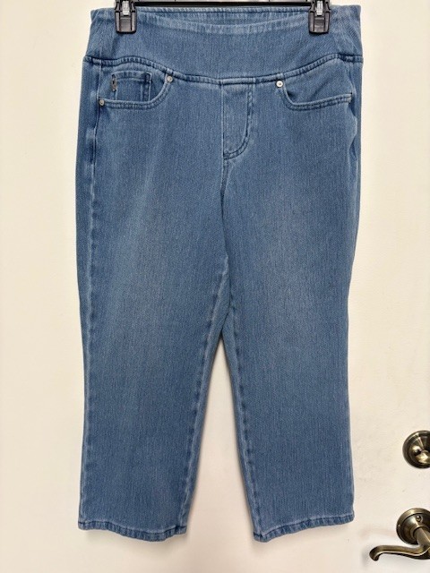 Belle Kim Gravel Believe In Your Own Beauty Cropped Elastic Waist Jeans. Sz. 8