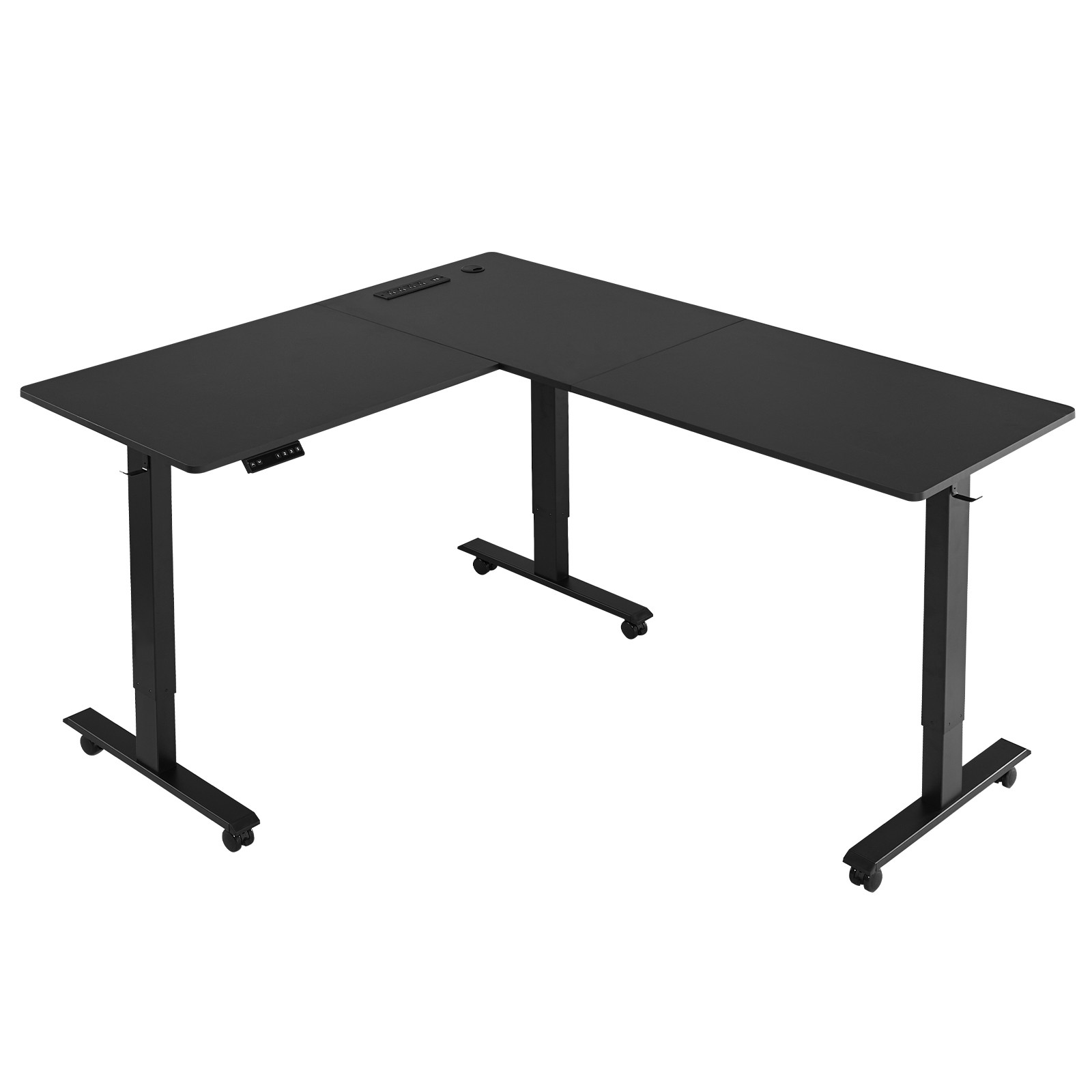 Uimoso L Shaped Desk Electric Adjustable Height Corner Gaming Desk with Wheels