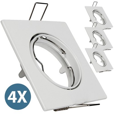 4 Pack LED Einbaurahmen weiß Einbaustrahler 80x80mm eckig schwenkbar