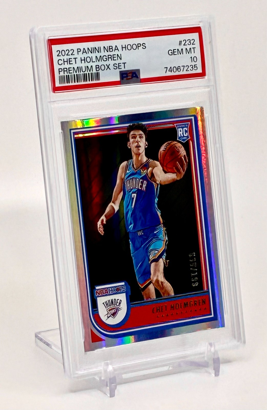 2022-23 Panini NBA HOOPS Rookies Chet Holmgren #232 Silver /199 (RC) PSA 10 view 2