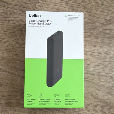 Belkin BoostCharge Pro 20000mAh Power Bank USB-C USB-A Slim Pre-Charged Black