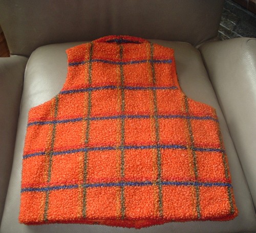 Tiny Cottons (designed in Barcelona) Orange plaid sherpa vest Size 8y - NICE! - Picture 6 of 6