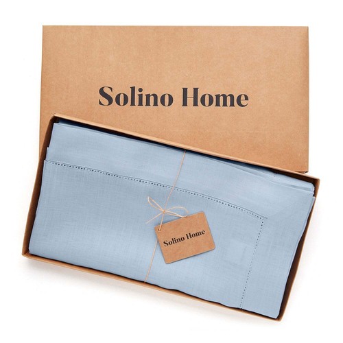 Solino Home 100% Pure Linen Tablecloth Summer Dining Solid Classic Hemstitch New - Picture 74 of 167