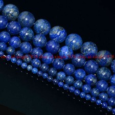4mm-20mm Real Natural Blue Lapis Lazuli Round Gemstone Loose Beads 15" AAA