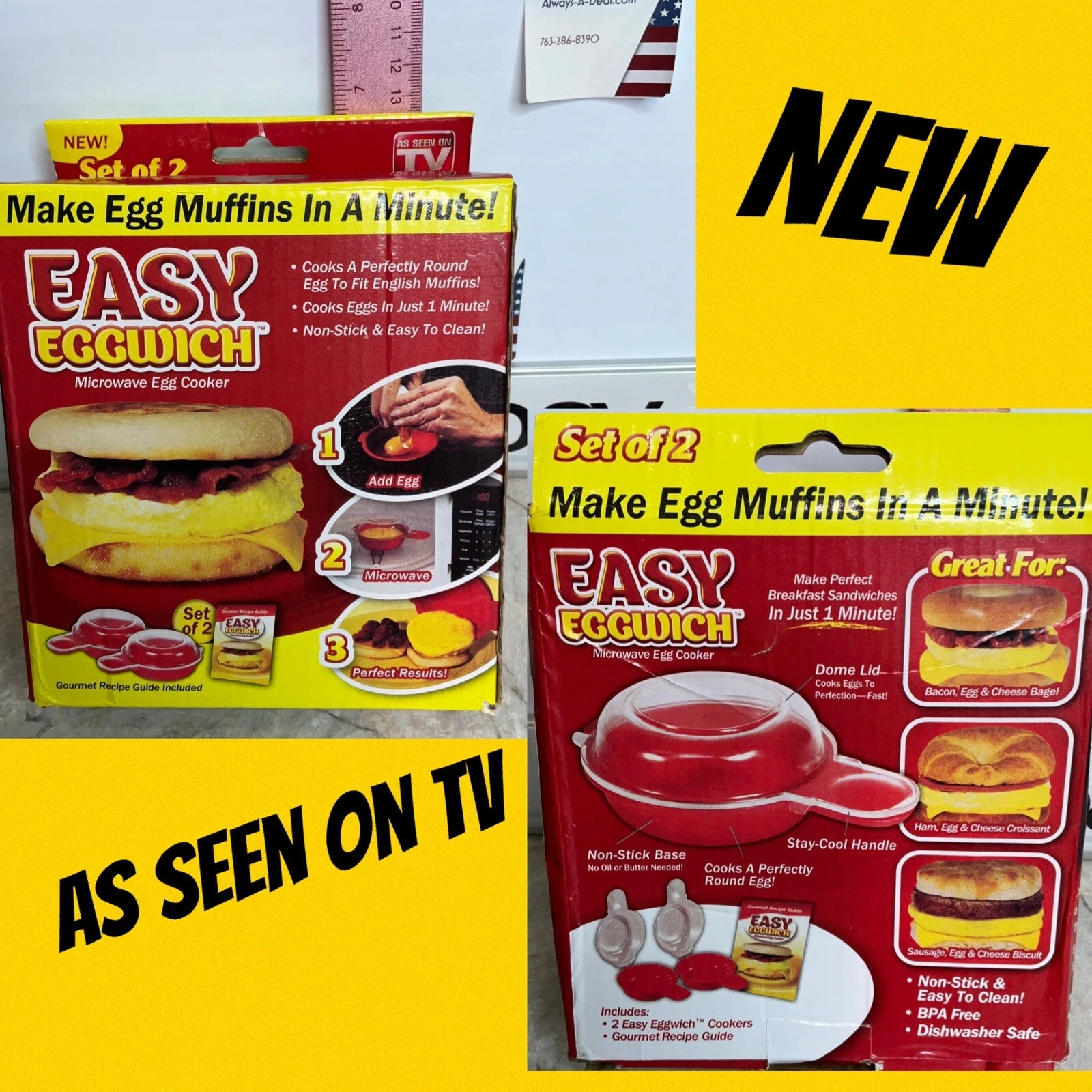 Easy EggWhich As Seen On TV EGG MUFFIN BREAKFAST SANDWICH OMELETTE Microwave