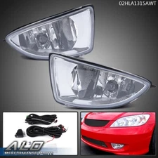 Fit For 04-05 Honda Civic Coupe Sedan 2/4Dr W/Switch Bulbs Clear Lens Fog Lights