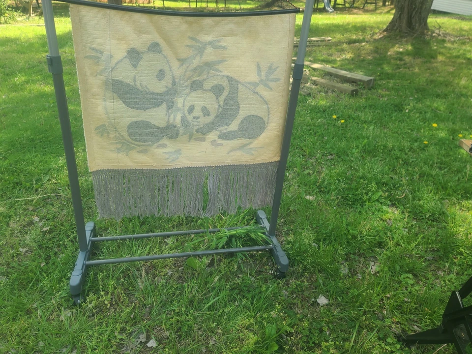 Tapiz bordado oso panda textil decoración boho colgante de pared. Foto 3 de 4