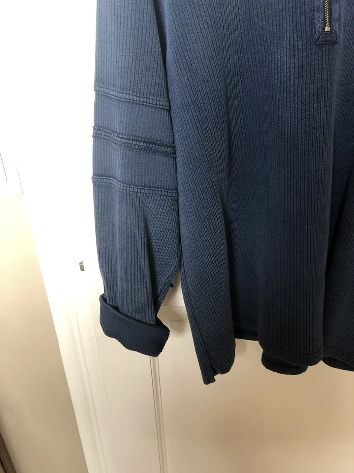 Henley de manga larga con cremallera acanalada para hombre • azul pizarra • XL Foto 4 de 4