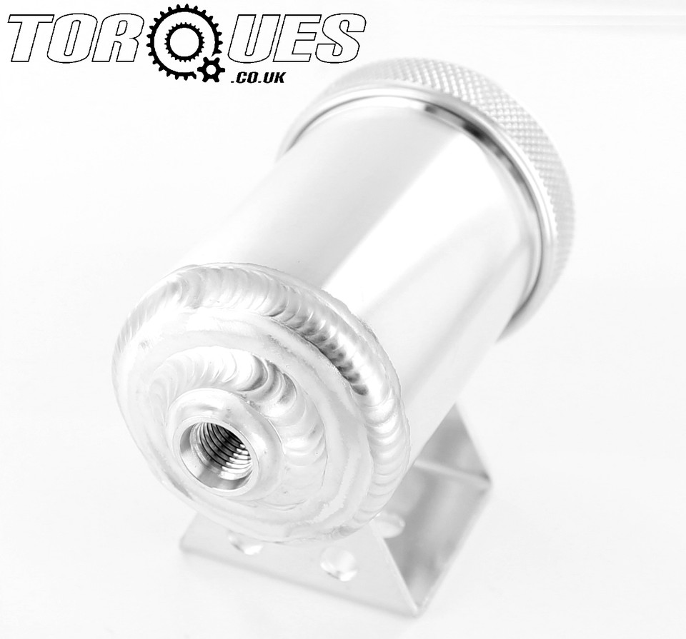 AN-4 4AN 7/16x20 Double Aluminum Brake Clutch Fluid Reservoir Pot - Natural Finish