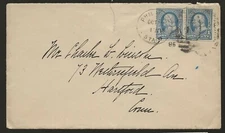1895 Philadelphia Sta. Cover to Hartford Ct, Pair 1 Cent Blue Bureau's