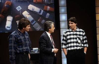 Frank Elstner, Uwe List, Dirk Eubel, ZDF-Show Wetten da� ?, - 1985 Old Photo