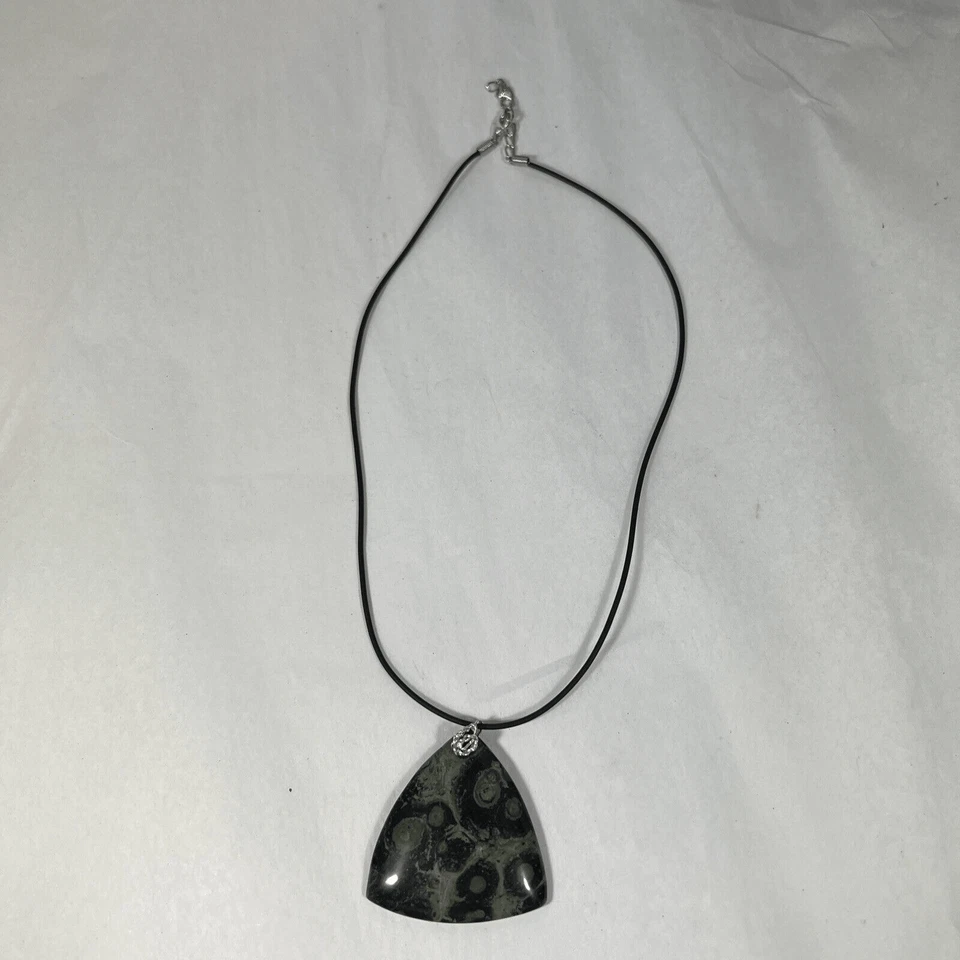 Swirly Jasper Collar Statement Pendant Necklace Natural Adjustable Black Cord - Image 3 of 4