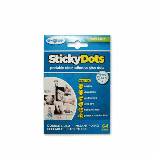 4 X Uglue Sticky Dots Peelable Removable Adhesive Pack of 64 10mm Dia