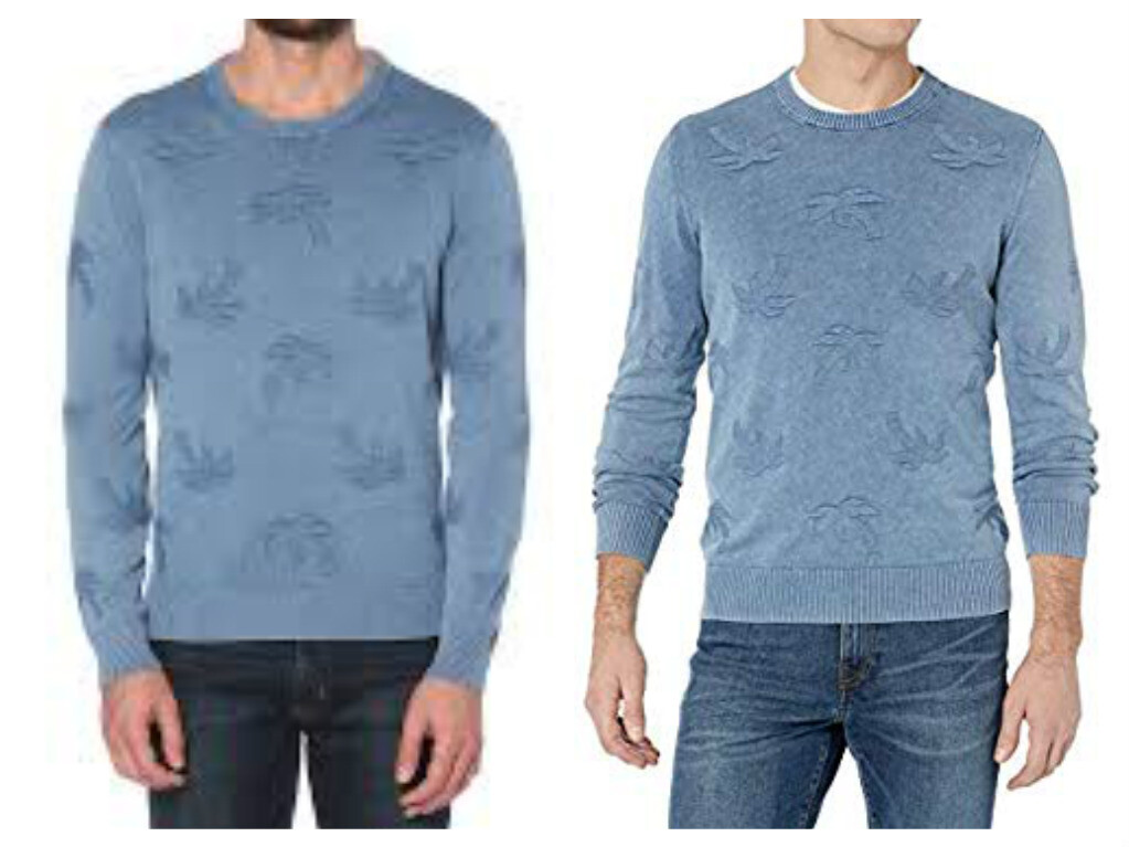 's Original Penguin Palm Tree Faded Denim Pullover  Crew Swe