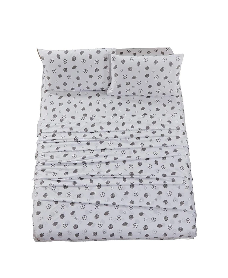 Kids/Teens Sports Microfiber Sheet Set Soccer Basketball Football Baseball Sheet - Image 2 of 4