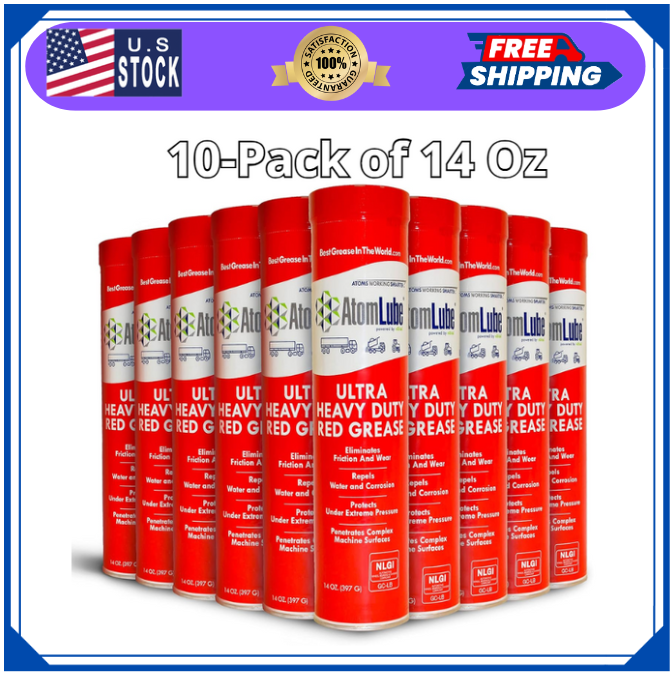 Ultra Heavy Duty Red Grease, 10-Pack of 14 Oz. | Waterproof Lubricant & High ...