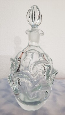 VTG ASEDA SWEDISH MCM Bo Bergstrom Art Glass Decanter w/ Stopper Thumbprint