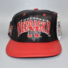Nebraska Cornhuskers Vintage Colosseum Athletics Leather Strapback Cap Hat - NWT