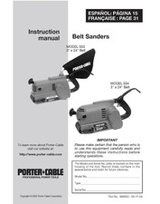 porter cable belt sander 352vs manual