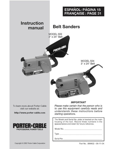 Rockwell Porter Cable 503 504 Belt 