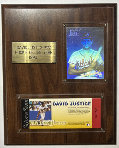 DAVID JUSTICE #23 1990 Plaque recrue de l'année Silver Star Atlanta Braves - Photo 1/2
