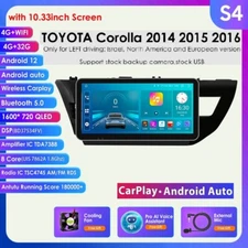 10.33"For Toyota Corolla 2014-2016 Android 12 Car Stereo GPS Radio CarPlay 4+32G