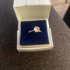 Vintage Gold Tone Round Solitaire Cubic Zirconia Promise Engagement Ring Sz 8