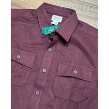 LL Bean Traditional Fit Chamois Heavyweight Shirt Deep Wine Red Men's Sz L REG