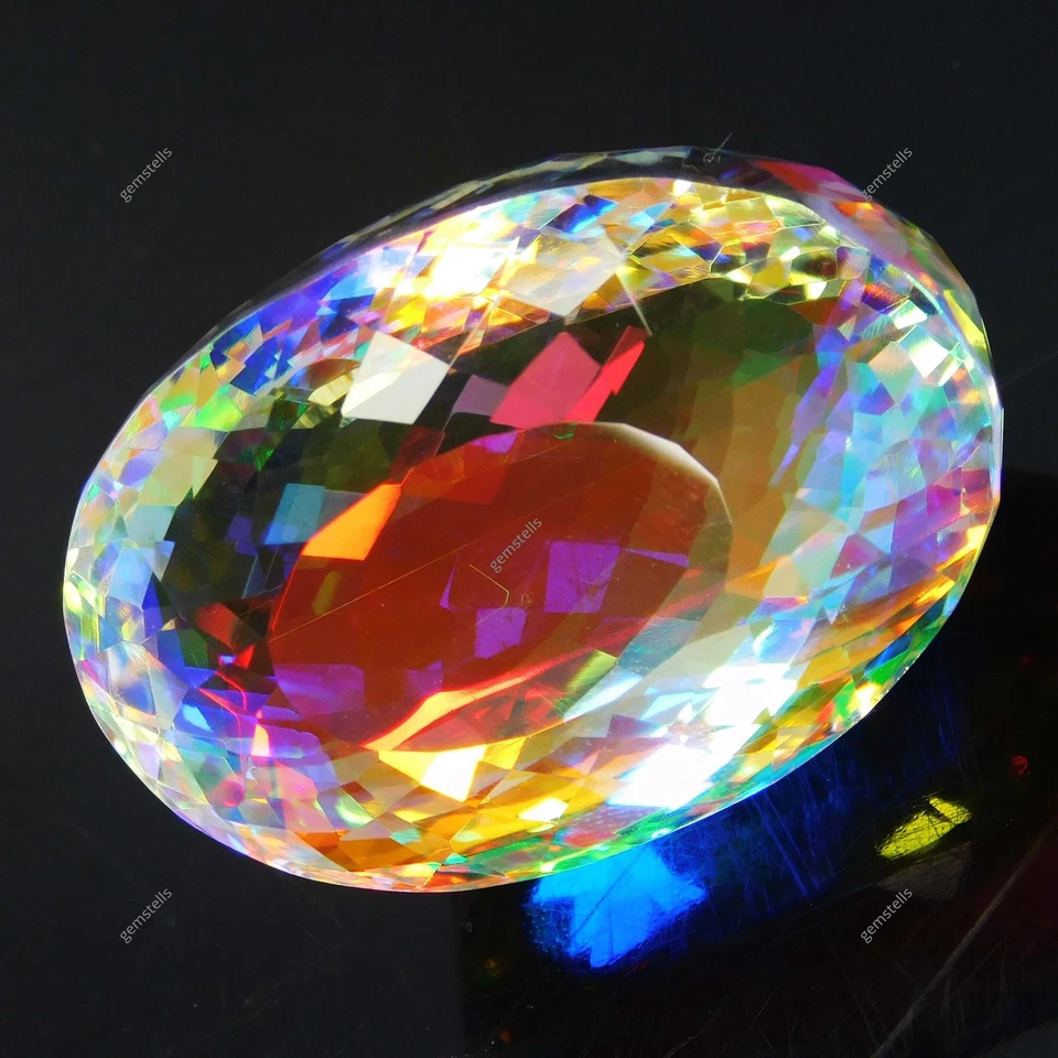 Oval Cut CERTIFIED 130 Carat A++ Rainbow Mystic Quartz Loose Gemstone - Image 2 of 4