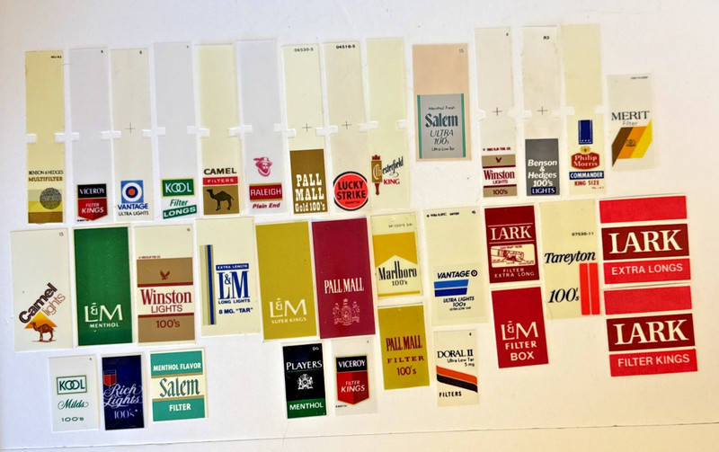 Vintage Cigarette Vending Machine Labels Tags - Mixed Size Lot of 34