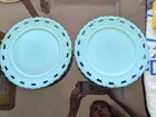 2 EAPG Gillinder and Sons Blue Opaline Plate Milk Glass Plates  8" (Rare)