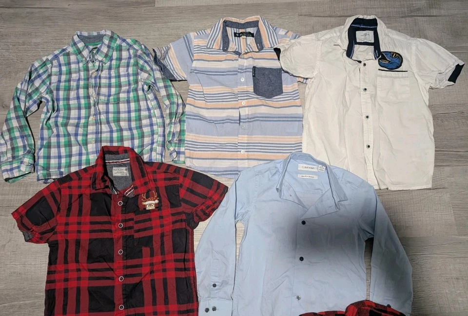 Lote de 7 Camisas Niños Talla 6 Manga Larga y Corta Con Botones Informales Oshkosh  Foto 2 de 4