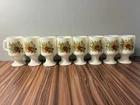 Vintage White Milk Glass Pedestal Mugs W/ Spice of Life Pattern by Corning Ware