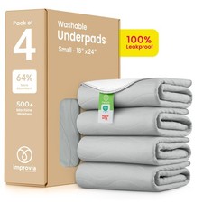 4 Pack IMPROVIA Washable Underpads Heavy Absorbency Reusable Incontinence Pads