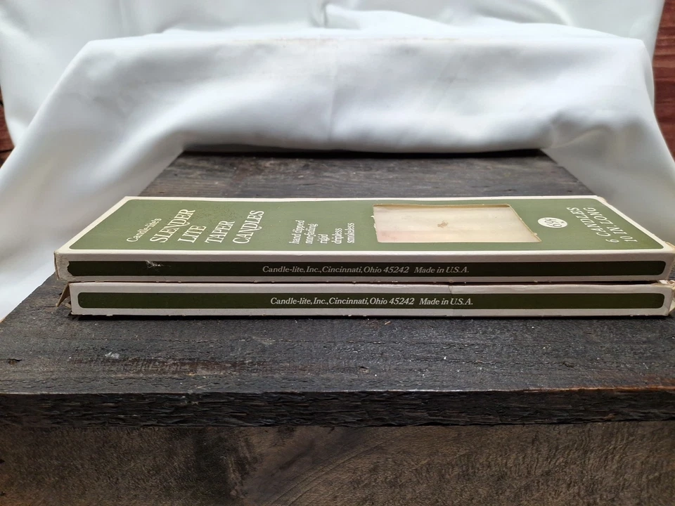 2 Boxes (12) Vintage NIB Candle-lite's Slender Lite Taper 10" Long Red & White - Image 4 of 4