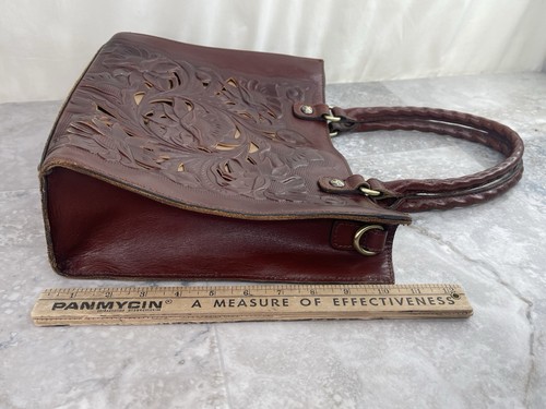 Patricia Nash CutOut Brown Tooled Leather Adeline Tote Large Brown Purse Handbag - Picture 10 of 13